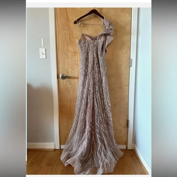 Catwalk Couture Beaded Evening Gown US 4 Prom Dress Pink Silver Formal Luxury - Picture 5 of 13